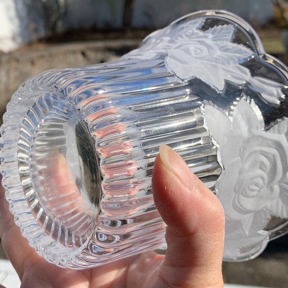 Vtg SOGA Crystal Glass Bowl Flower Pot Candle Holder - Picture 5 of 11